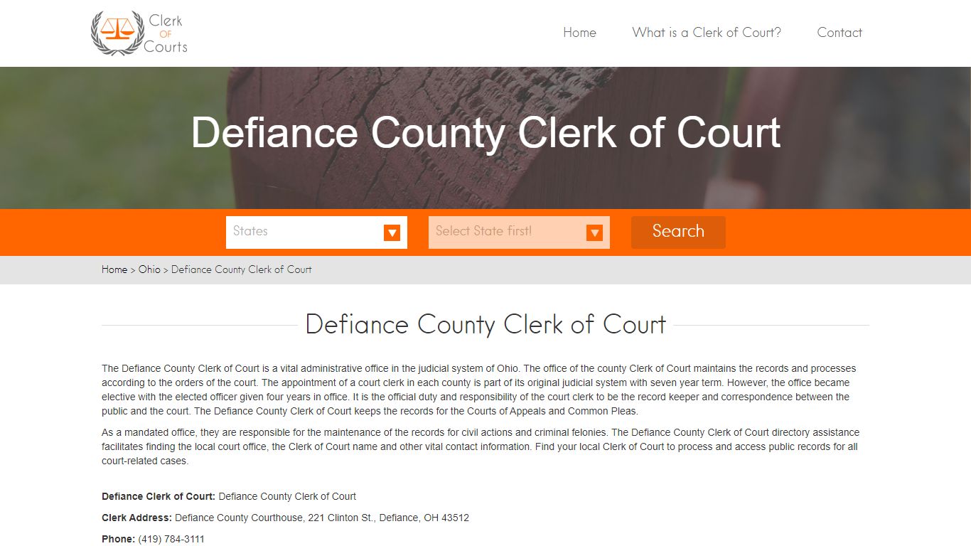 Find Your Defiance County Clerk of Courts in OH - clerk-of-courts.com